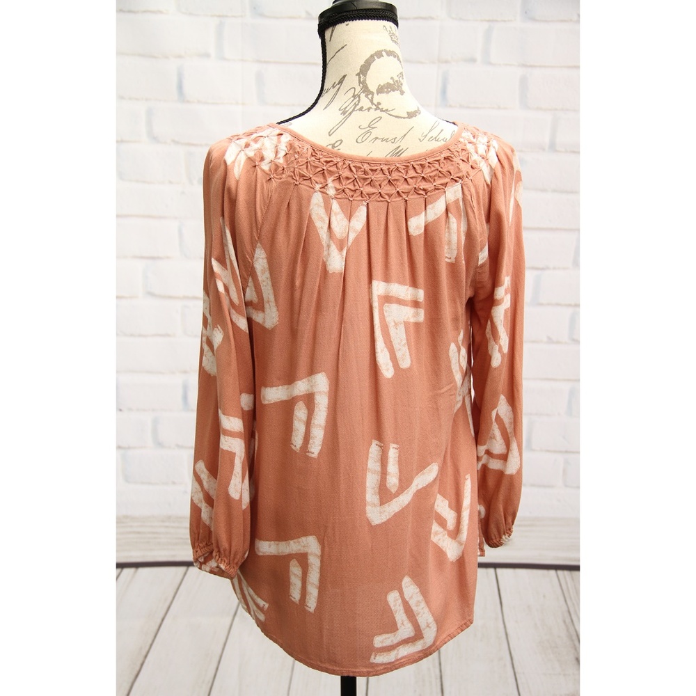Lucky Brand Arrow Pattern Mauve Boho Peasant Blouse S - Picture 2 of 3